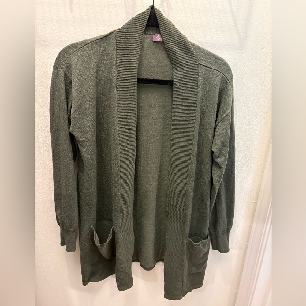 Dark green long cardigan with pockets